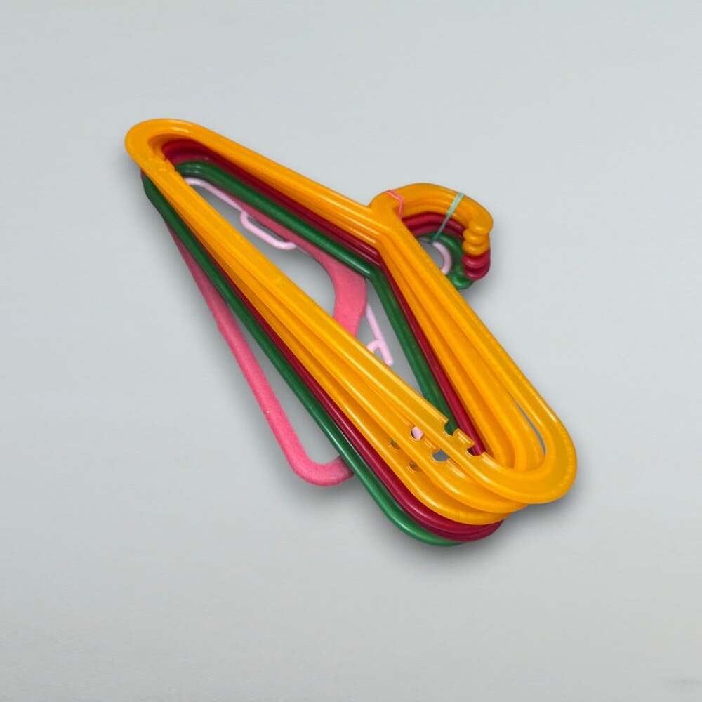 9 Piece Kids Clothes Hanger Lot Colorful Plastic & Velvet Child Size Hangers - Picture 2 of 3